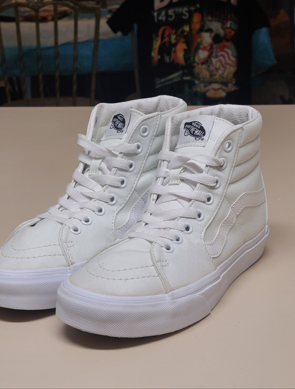 Vans Sk8 Hi Triple White casual skateboard sneakers size 7 1/2